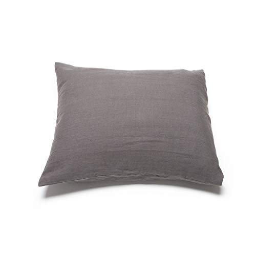 LinenMe Kissenbezug 40x80 Leinen - Luxuriöse Kopfkissenbezug 100% Leinen - Gewaschene Leinen Bettwäsche Antiallergische - Pillow Case - Graphite von LinenMe