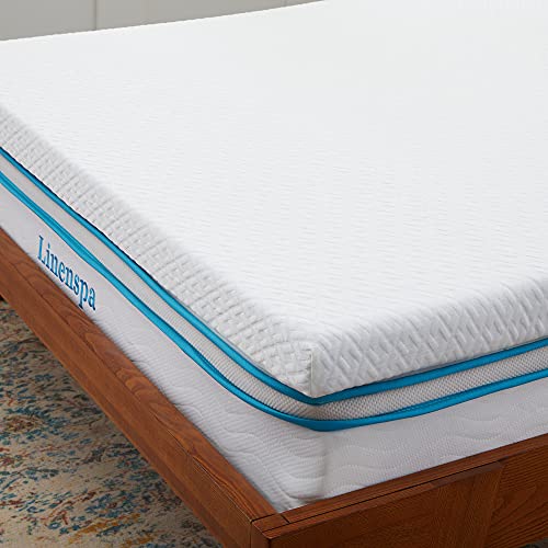 Linenspa Matratzen Topper 100 x 200 cm, 7,5cm hoch – mit Gel Memory Foam und waschbarem Reißverschlussbezug – Oeko-Tex Matratzenauflage von Linenspa