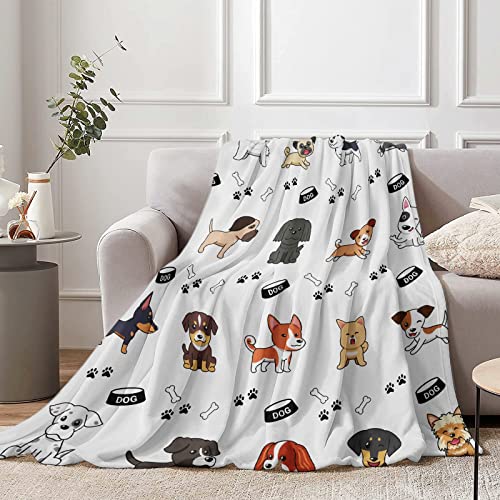 Hund Gedruckt Kuscheldecke für Kinder, Weich Warm Hund Druck Flanell Fleece Decke 130 x 150 cm, Flauschig Hund Kinderdecke Wohndecke für Mädchen Jungen Hundeliebhaber Geschenk Couch Sofa Bett Deko von Lingqiang