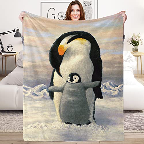 Kuscheldecke Pinguin Decke für Mädchen, 130 x 150 cm Weich Pinguin Fleecedecke für Frauen, Flauschig Pinguin Flanell Wohndecke Kinderdecke für Junge Kinder Mann Erwachsener Geschenk Couch Sofa Bett von Lingqiang