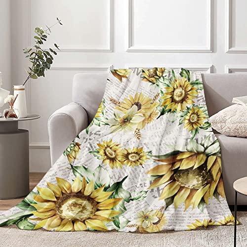 Kuscheldecke Sonnenblume Decke für Mädchen, 130 x 150 cm Weich Sonnenblume Zeitung Fleecedecke für Frau, Flauschig Sonnenblume Flanell Wohndecke Kinderdecke für Kinder Geschenk Couch Sofa Bett Deko von Lingqiang