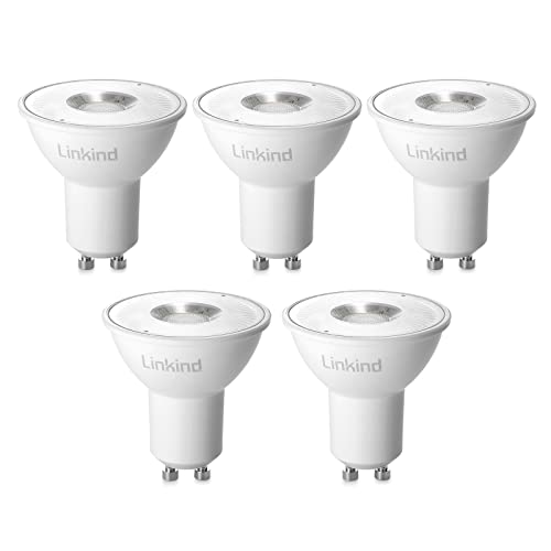 Linkind Dimmbar 5.7W GU10 LED Lampen, 75 Watt ersetzt, 600Lm 5000K Kaltweiß Spot Birne mit breitem 110° Abstrahlwinkel, MR16 LED Spot, 5 Stück von Linkind