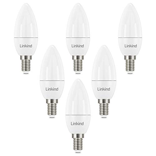 Linkind E14 Kerzenlampen 7W, 60 Watt ersetzt, 806lm 2700K Warmweißes Licht E14 LED Lampe, nicht Dimmbar B35/C35 Kerze Birne, 220-240V, 6 Stück von Linkind