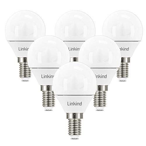 Linkind E14 LED Golf Ball Lampe 4.9W, Ersetzt 40 Watt, 470Lm 3000K Warmweiß G45/P45 Birne E14 Energiesparlampe in Tropfenform, nicht Dimmbar, 220-240V, 6 Stück von Linkind