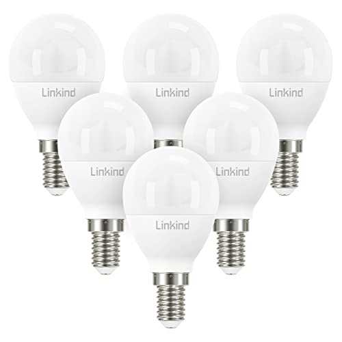 Linkind E14 P45 Golf LED Lampe 7.5W, 60 Watt ersetzt, 2700K Warmweiß P45/G45 Tropfenform LED Birne 806Lm, Nicht Dimmbar, AC 220-240V, 6 Stück von Linkind