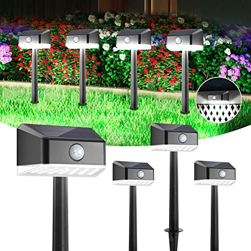 Linkind Solar Aussenlampe mit Bewegungsmelder, 6500K Kaltweiß LED Solar Wandleuchten, IP65 Wasserdicht, Boden-/ Wand Montage, Auto Ein/Aus Solar Treppenlicht mit 3 Leuchtmodi, 4 Stück von Linkind