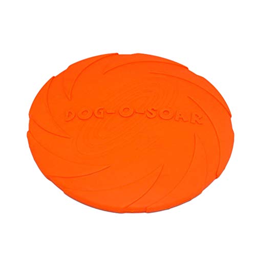 LINNUO Frisbee Hund Gummi Frisbeescheibe Puppy Wurfscheibe Outdoor Training Hundespielzeug Sicher und Ungiftig Hund Scheibe Welpen IQ Training Spielen (Orange,L) von Linnuo