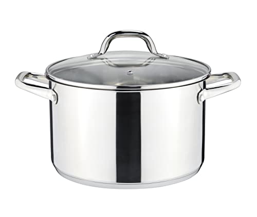 Linnuo Topf 6,8l mit Glasdeckel, Edelstahltopf, Griff Nicht heiß | Topf Induktion geeignet, Stabiler Boden für alle Herdearten | Kochtopf groß, als Suppentopf Kartoffeltopf Nudeltopf | Cooking Pot von Linnuo