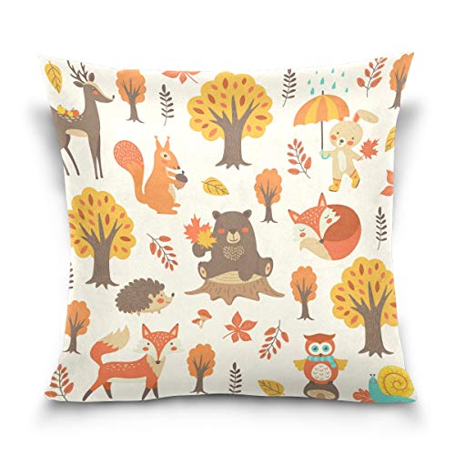 Linomo Kissenbezug 40x40 cm, Bär Fuchs Eichhörnchen Eule Hirsch Dekorative Kissenbezug Kissenhülle für Couch Sofa Bett Hause von Linomo