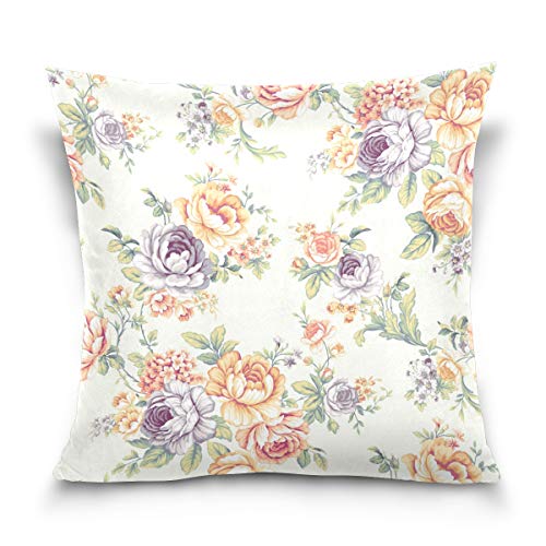 Linomo Kissenbezug 40x40 cm, Bunt Rose Blume Dekorative Kissenbezug Kissenhülle für Couch Sofa Bett Hause von Linomo