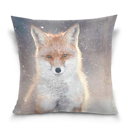 Linomo Kissenbezug 45x45 cm, Winter Süß Fuchs Dekorative Kissenbezug Kissenhülle für Couch Sofa Bett Hause von Linomo