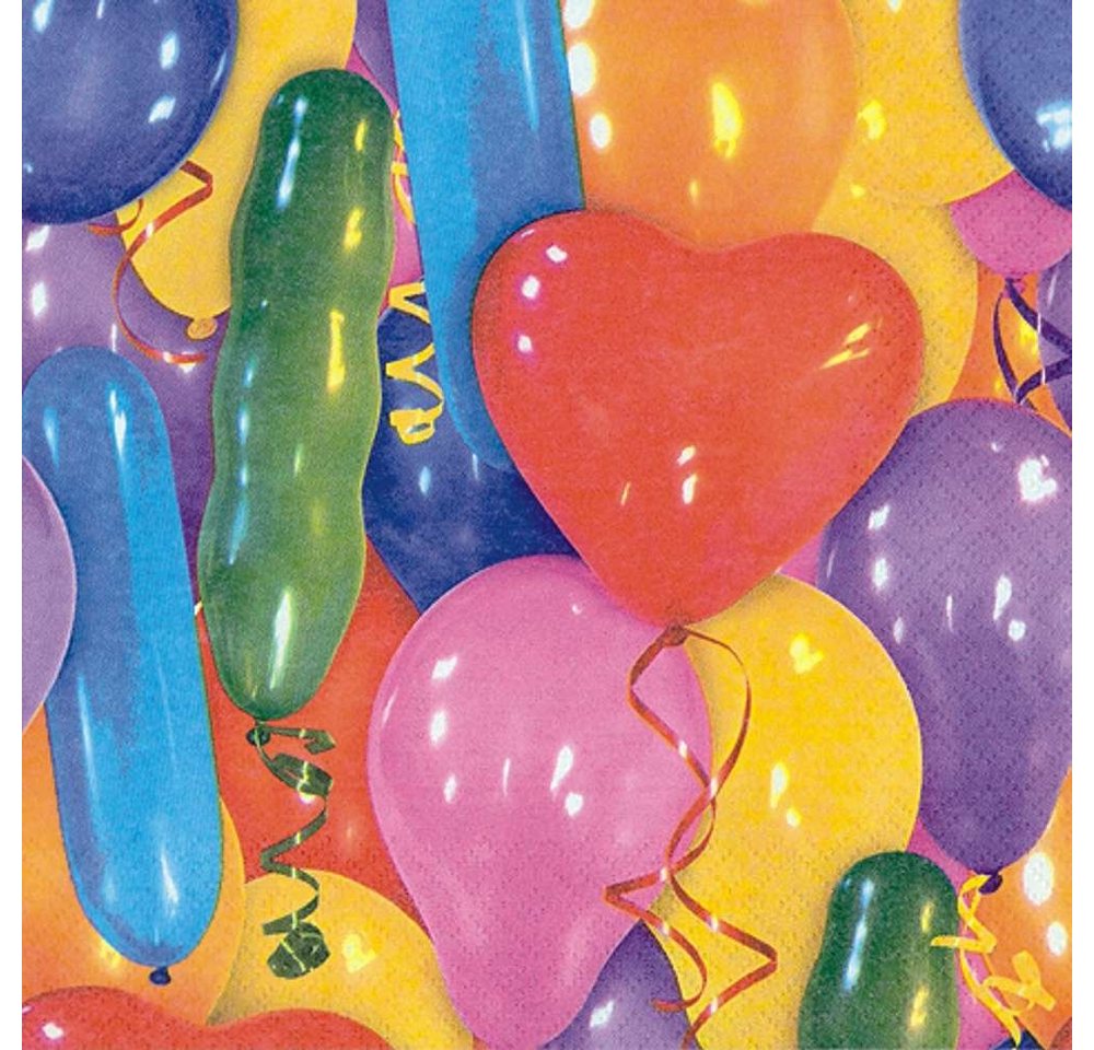 Linoows Papierserviette 20 Servietten Kinderfeier, Tausend Bunte Luftballons, (Packung), Motiv Kinderfeier, Tausend Bunte Luftballons von Linoows