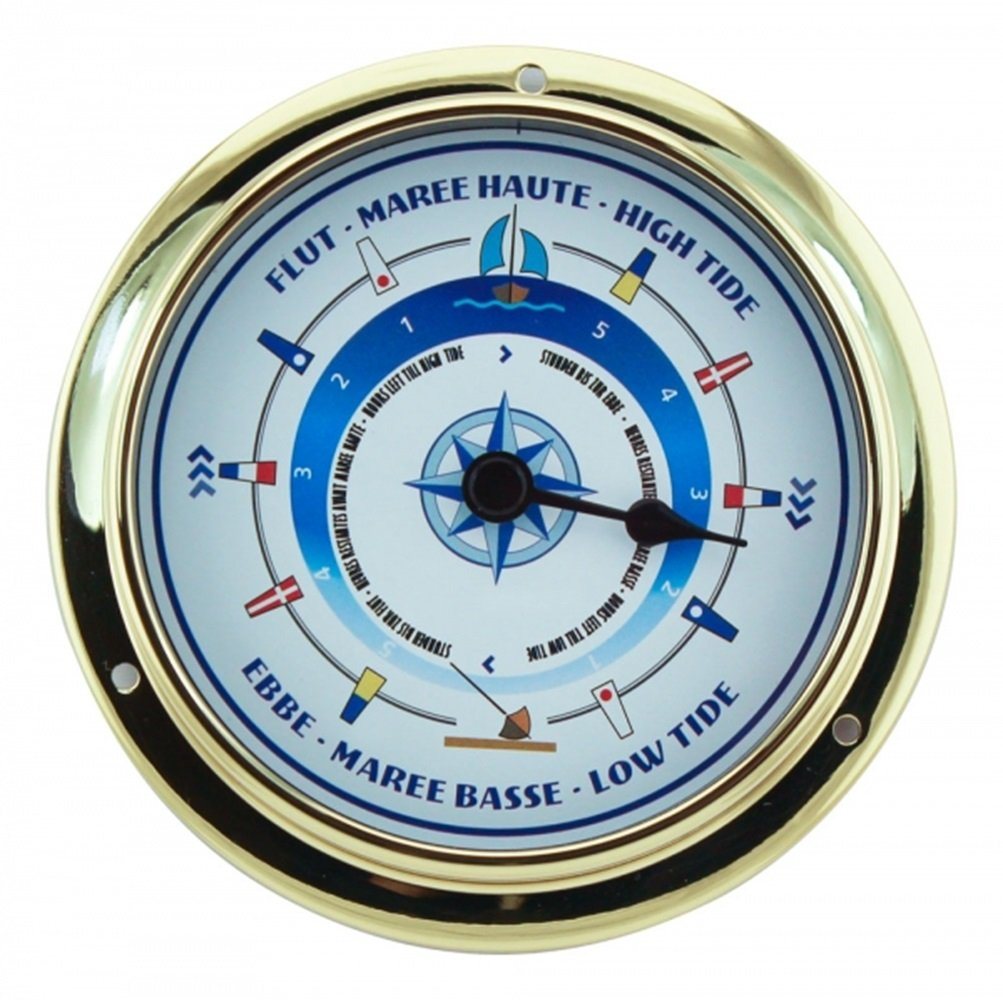 Linoows Uhr Tidenuhr Schiffsuhr, Bootsuhr mit Tidezeiger 10 cm (Tide Uhr mit Design Zifferblatt Ø 10 cm) von Linoows
