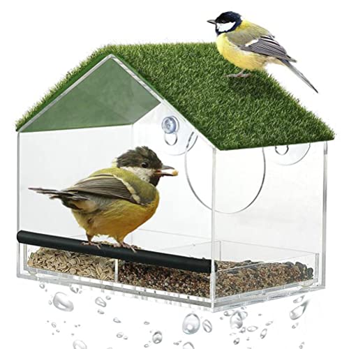 Fenster Futterhaus für Vögel Vogelfutterautomat mit Rasensaugnäpfen und abnehmbarem Vogelfutterspender Saatbehälter Transparenter Acryl Vogelfutterhaus von Lipeed