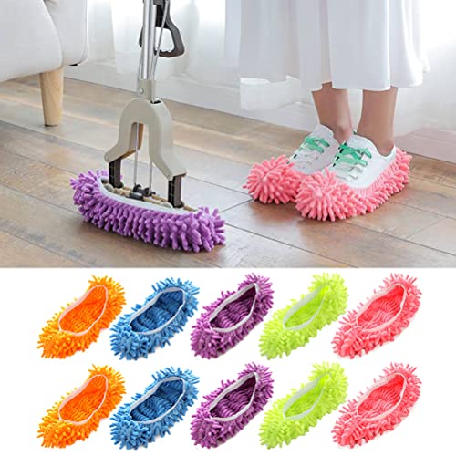 Lipeed Moppschuhe Mopp Hausschuhe für die Bodenreinigung Abnehmbarer Mopp Kopf Schuhe Abdeckung Wischmopp Mikrofaser Mops Schuhe Staub Haarreiniger Kehren - 10 Stück von Lipeed