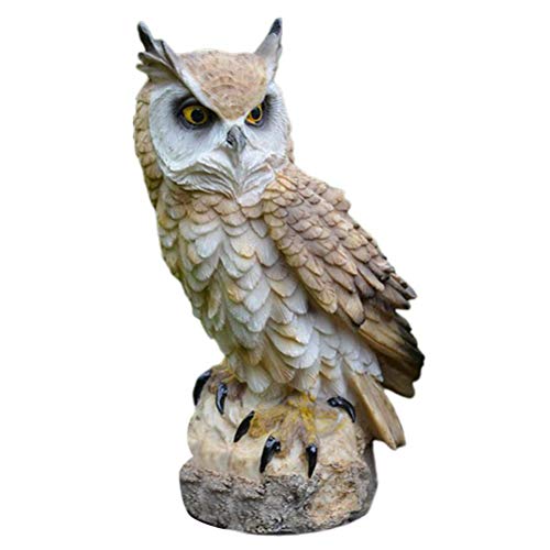 Lipeed Owl Ornament, kreative Eule Harz Garten Figur Eule Skulptur Statue Dekoration für Indoor Outdoor Home, Dekofigur Eule, Deko Uhu auf Baumstamm Gartenfigur Vogelfigur Vogel Deko von Lipeed