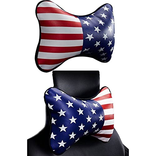 2pcs Lederauto Nacken Kissen Kissen Amerikanische Flagge Auto Kopfstütze Rückenstütze Halshaltekissen Kissen Kissen von Lipfer
