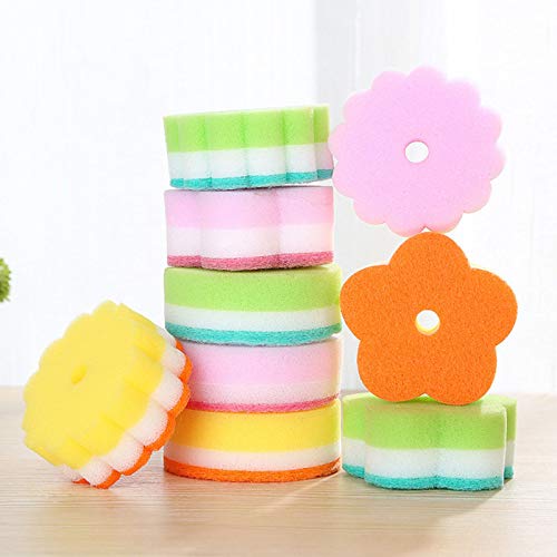 Schwämme Scheuerkissen 5pcs Blumenform Schwamm Pinsel Tabelle Geschirr Glaswaschgerichte Schwamm Küche Weihnachten Reinigungswerkzeug Zufallsfarbe von Lipfer