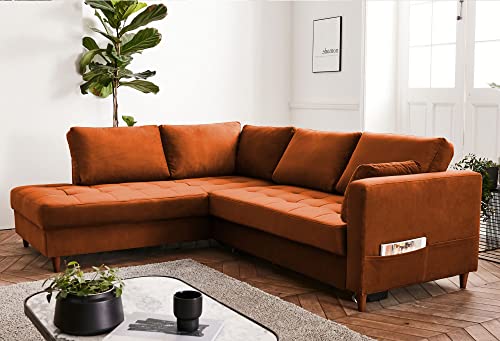Lisa Design Anna – Ecksofa mit Schlaffunktion – 5-Sitzer – moderner Stil – Links Rostfarben von Lisa Design