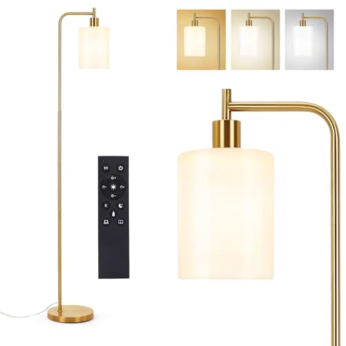 Litake Stehlampe Wohnzimmer Goldene,LED Stehleuchte mit Dimmbarem Licht von 2700K-6500K,Fernbedienung & Fußschalter, Modernes Design für Wohnzimmer Büro Studio von Litake