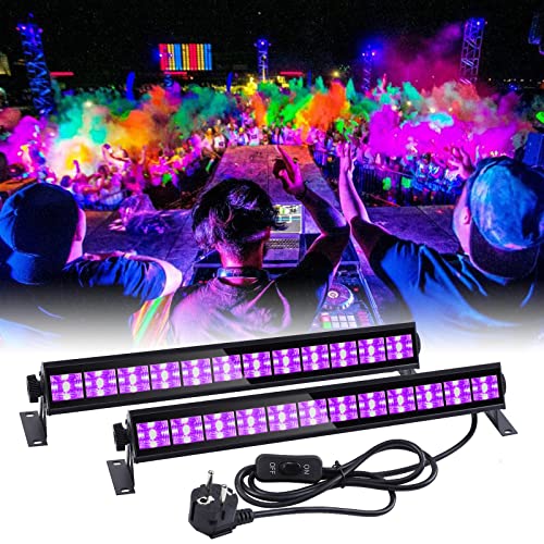 Litake UV Schwarzlicht, 2 Stück 36W 12 LED Schwarzlichtlampe Bar 390-400nm UVA-Klasse Wellenlängen LED Black Lights mit 1.5M Netzkabel für Halloween,Körperbemalung,Bühnen und Party Deko von Litake