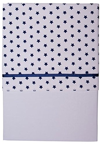 LITTLE DUTCH 0120 Bettlaken für Kinderbett weiß mit blauen Sternen Gr. 110x140 cm von Little Dutch