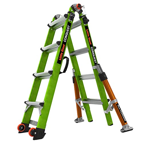 Little Giant Ladder Systems Conquest 2.0 All-Terrain, M17, 5,2 m, Multipositionsleiter mit verstellbaren Auslegern, Fiberglas, Typ 1A, 136 kg Gewichtsklasse, (17107-001) von Little Giant