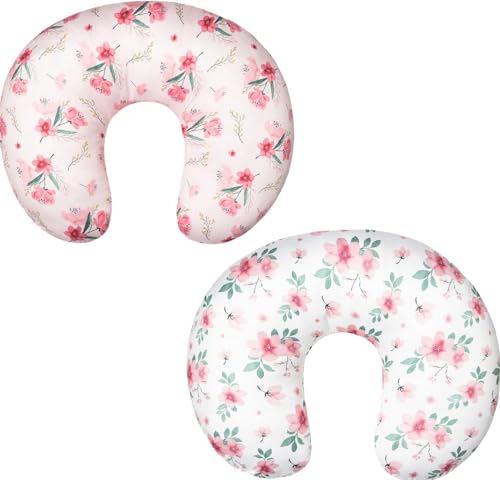 2 Pack Nursing Pillow Cover Slipcover for Breastfeeding Pillows, Soft and Comfortable Safely Fits On Standard Infant Nursing Pillows (2 Pack Pink Bolossom) von Little Jump