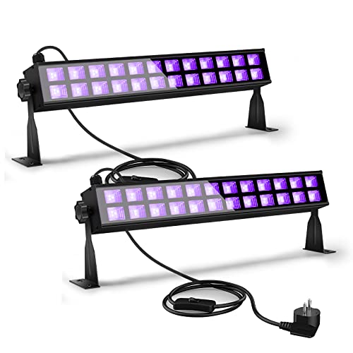 Littleboyny 2pcs 60W UV Schwarzlicht LED Strahler, IP66 Wasserdicht Schwarzlichtlampe mit 100PCS LEDs,Aluminiumlegierung Discolicht,Blacklight für Halloween Deko,Konzert Party,Bar,Neon Farben von Littleboyny