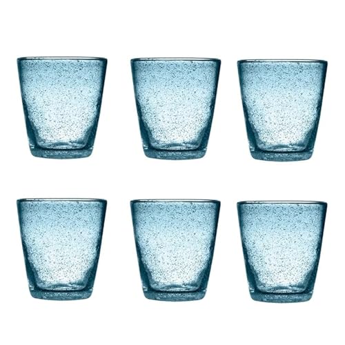 Livellara Wassergläser, mundgeblasenes Glas, 6er-Set, bunt, modern, besonders, Fassungsvermögen 450 ml, hitzebeständig, für Wasser, Cocktails, Säfte, Farbe: Avio von Livellara MILANO