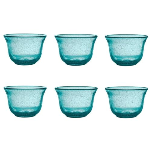 Livellara Milano Set mit 6 hellblauen Glasschalen der Linie Freshness, frisches und zeitgenössisches Design, Maße 8 x 11,5 x 11,5 cm, Gewicht 320 g, ideal für Desserts oder Snacks von Livellara MILANO