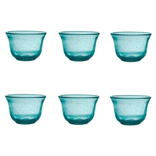 Livellara Milano Set mit 6 türkisfarbenen Glasschalen der Linie Freshness, frisches und zeitgenössisches Design, Maße 8 x 11,5 x 11,5 cm, Gewicht 320 g, ideal für Desserts oder Snacks von Livellara MILANO