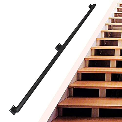 1FT ~ 20FT Handlauf für Treppen, Treppengeländer im Innen- und Außenbereich mit schwarzen Metallschmiedeeisenhalterungen, Sicherheitshandlauf-Wandbalustrade-Fußschienenstütze, Schwarz ( Size : 300cm ) von Liyadolaam