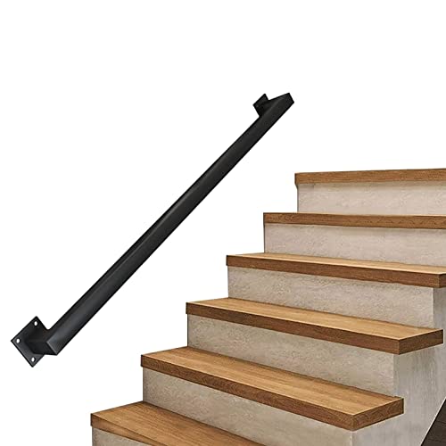 Treppengeländer-Handläufe für Treppen im Innen- und Außenbereich, Treppengeländerhalterungen aus schwarzem Metall, schmiedeeiserne Wandhalterung, Sicherheitshandlauf, Vierkantrohr-Design ( Size : 150c von Liyadolaam