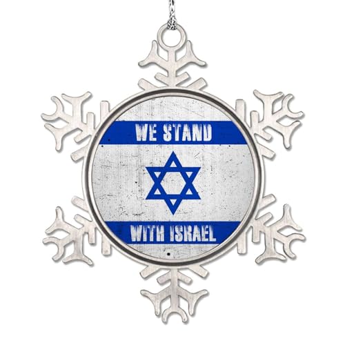Lmmixee Israel National Flag Christmas Tree Ornaments We Stand with Israel Snowflake Ornament Country City Souvenir Metal Christmas Ornaments 2023 Christmas Keepsake New Year Gifts von Lmmixee