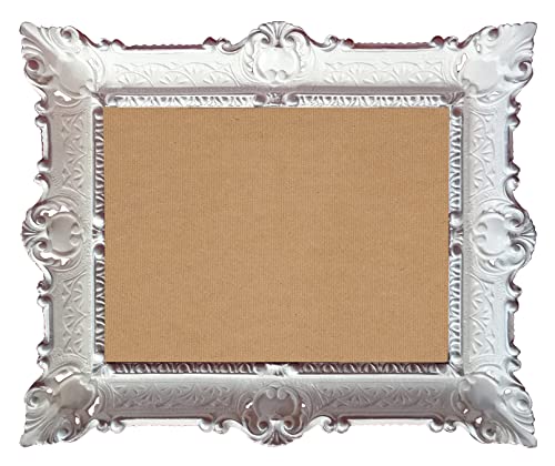 Lnxp BILDERRAHMEN BAROCKRAHMEN mit GLAS 56x46cm RECHTECKIG REPRO Bilder für 30x40cm oder 40x30 cm BAROCK ANTIK (Weiß Silber Dualcolor) 50TR von Lnxp