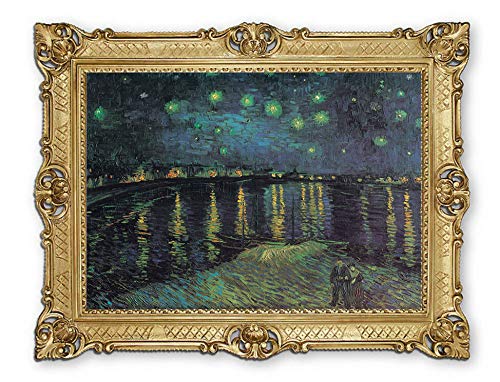Lnxp Wunderschönes Gemälde 90x70 cm Künstler; Vincent Van Gogh ´Sternennacht über der Rhone ´Bild Bilder Barock Rahmen Antik Repro Renaissance 58B von Lnxp