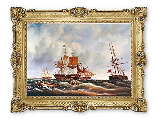 Lnxp Wunderschönes Gemälde Schiffsbild Bild Schiff Segelschiff Meer Wellen Maritime 90x70 cm Bilder Barock Antik Repro 58B von Lnxp
