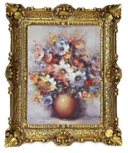 Lnxp Wunderschönes Gemälde Stillleben Blumen 56x46 cm Bilder Barock Antik Repro Rahmen Blumen Vase Blumenparadise 50B von Lnxp