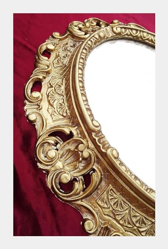 Lnxp Zeitloser OVALER Barock WANDSPIEGEL Oval Spiegel in Gold 45x38 cm REPRO ANTIK BAROCK Rokoko Vintage REPLIKATE NOSTALGISCH Renaissance BAROCKSTIL 46SP von Lnxp