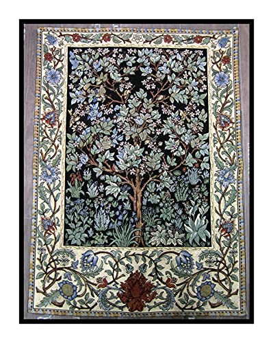 Wandteppich aus Italy Gobelin William Morris Lebensbaum Tree of Life 70x90 cm Wanddeko Modern Wandteppich Wandbehäng Wandtuch Tapisserie von Lnxp