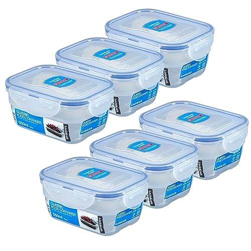 LocknLock 6er Set HPL311 Vorratsdosen - Frischhaltedosen 550 ml - Maße (LxBxH): 145 x 110 x 67 mm - Geeignete Dosen zum Einfrieren und Mikrowelle - Lock and Lock Dosen Food Box Meal-Prep-Boxen von LocknLock