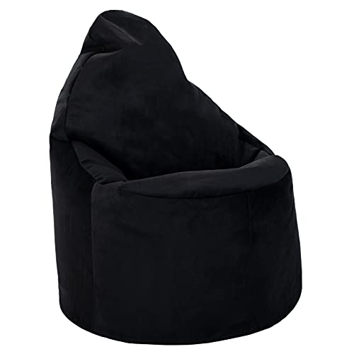 Loft 25 Capriccio Velvet Sitzsack Sessel| Samtweicher Premium Indoor Sitzsack für das Wohnzimmer | Ergonomisches Design zur Unterstützung der Körperhaltung (Sitzsack, Black) von Loft 25