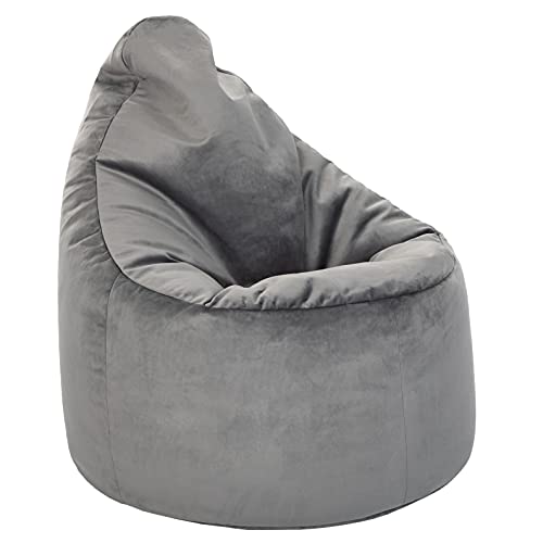 Loft 25 Capriccio Velvet Sitzsack Sessel| Samtweicher Premium Indoor Sitzsack für das Wohnzimmer | Ergonomisches Design zur Unterstützung der Körperhaltung (Sitzsack, Slate) von Loft 25