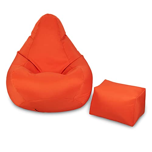 Loft 25 Gaming Sitzsack Outdoor | Gaming Sessel für den Innenbereich des Wohnzimmers im Freien | Wasserbeständig | Ergonomisches Design zur Körperunterstützung (Orange, Sitzsack Set) von Loft 25