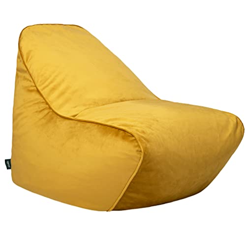 Loft 25 Relaxing Sitzsack für Erwachsene | Indoor Wohnzimmer Superweicher Sitzsack aus Samt | Langlebig und komfortabel | Superleichte Liege mit ergonomischen Design (Samt-Gewebe, Kurkuma) von Loft 25