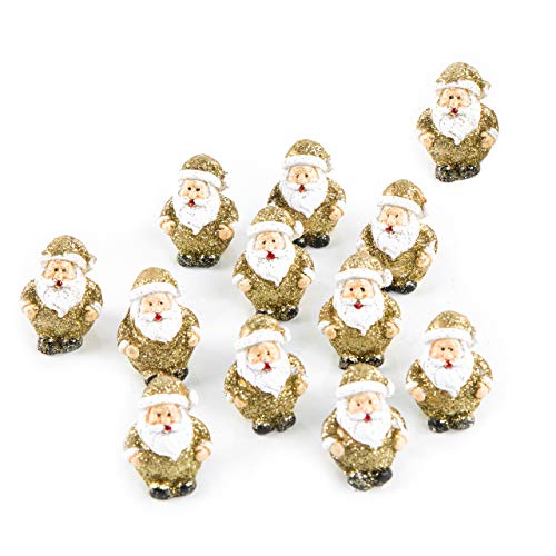 Logbuch-Verlag 12 kleine Santa Gold Weihnachtsmann Figuren Glitzer Geschenk Deko Weihnachten Give-Away Kinder Kollegen von Logbuch-Verlag