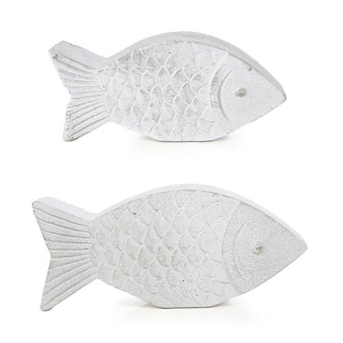 Logbuch-Verlag Fische Figuren grau aus Beton modern Dekofische zum Hinstellen Maritime Deko Badezimmer Hotel 16-20 cm von Logbuch-Verlag