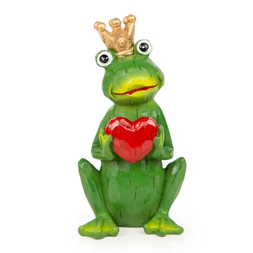 Logbuch-Verlag Froschkönig Figur Frosch mit Krone & Herz grün Gold Märchenfigur Geschenk Kinder 11 cm von Logbuch-Verlag