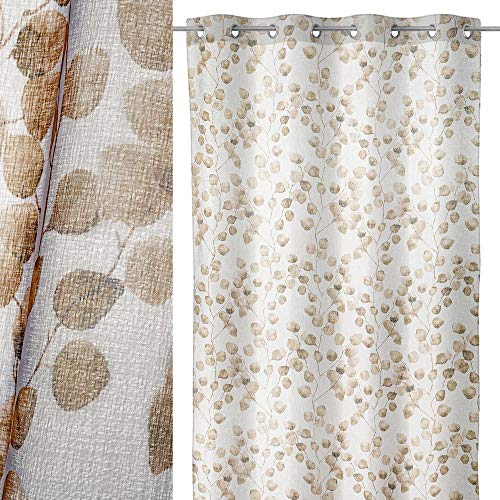 Lolahome Gardine mit Efeu-Muster, Beige, modernes Polyester, 260 x 135 cm von LOLAhome